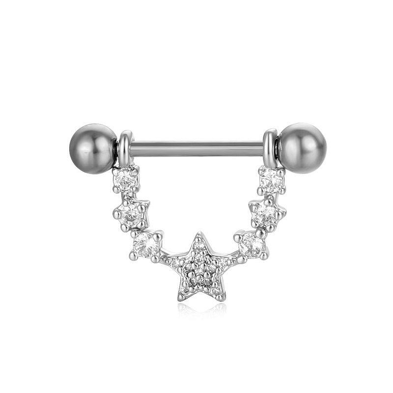 YYJFF 28 Pcs Nipple Rings 14Ga 16mm Surgical Stainless Steel Zircon Copper Piercing Jewelry Tongue Rings Straight Barbells Length Heart Shape
