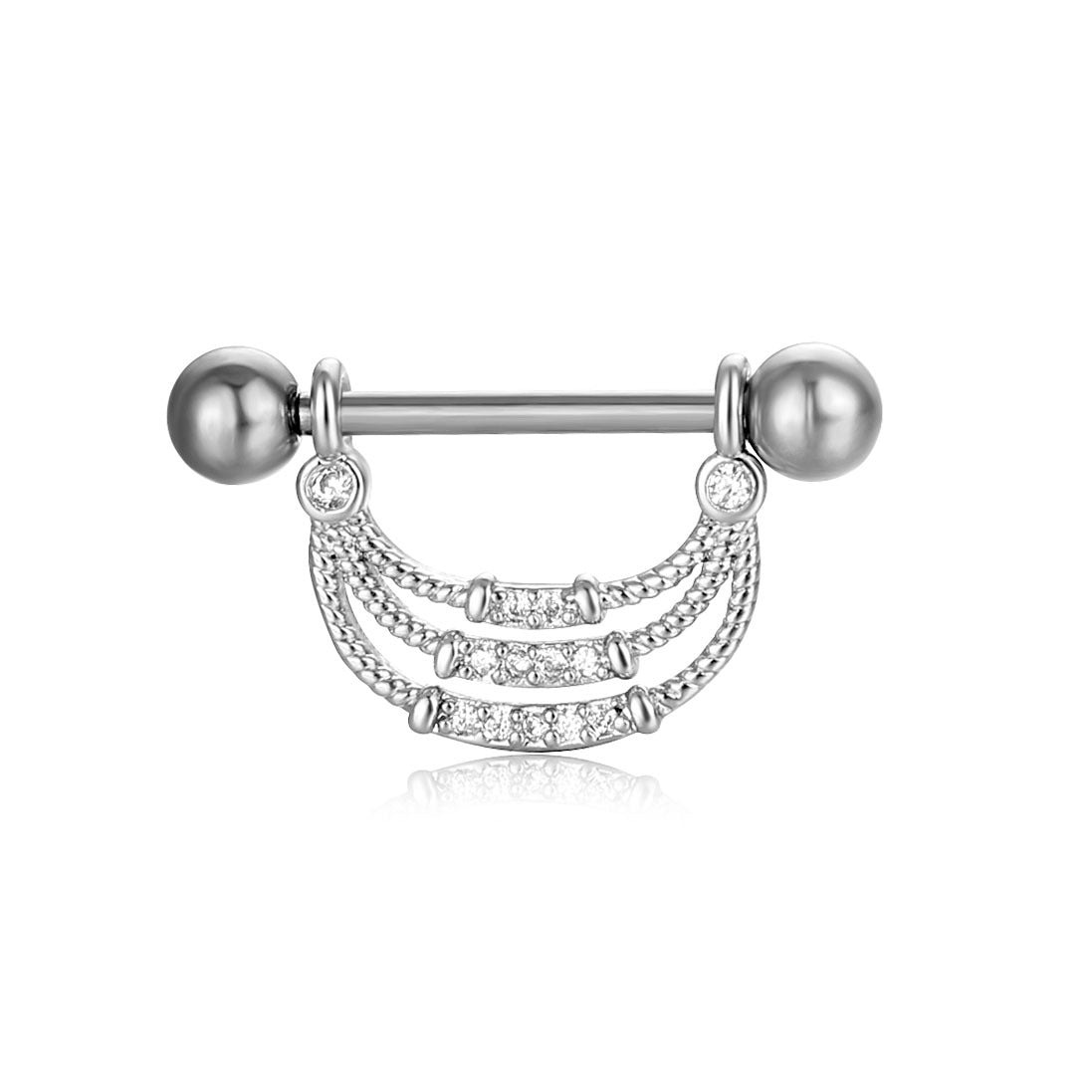 YYJFF 28 Pcs Nipple Rings 14Ga 16mm Surgical Stainless Steel Zircon Copper Piercing Jewelry Tongue Rings Straight Barbells Length Heart Shape