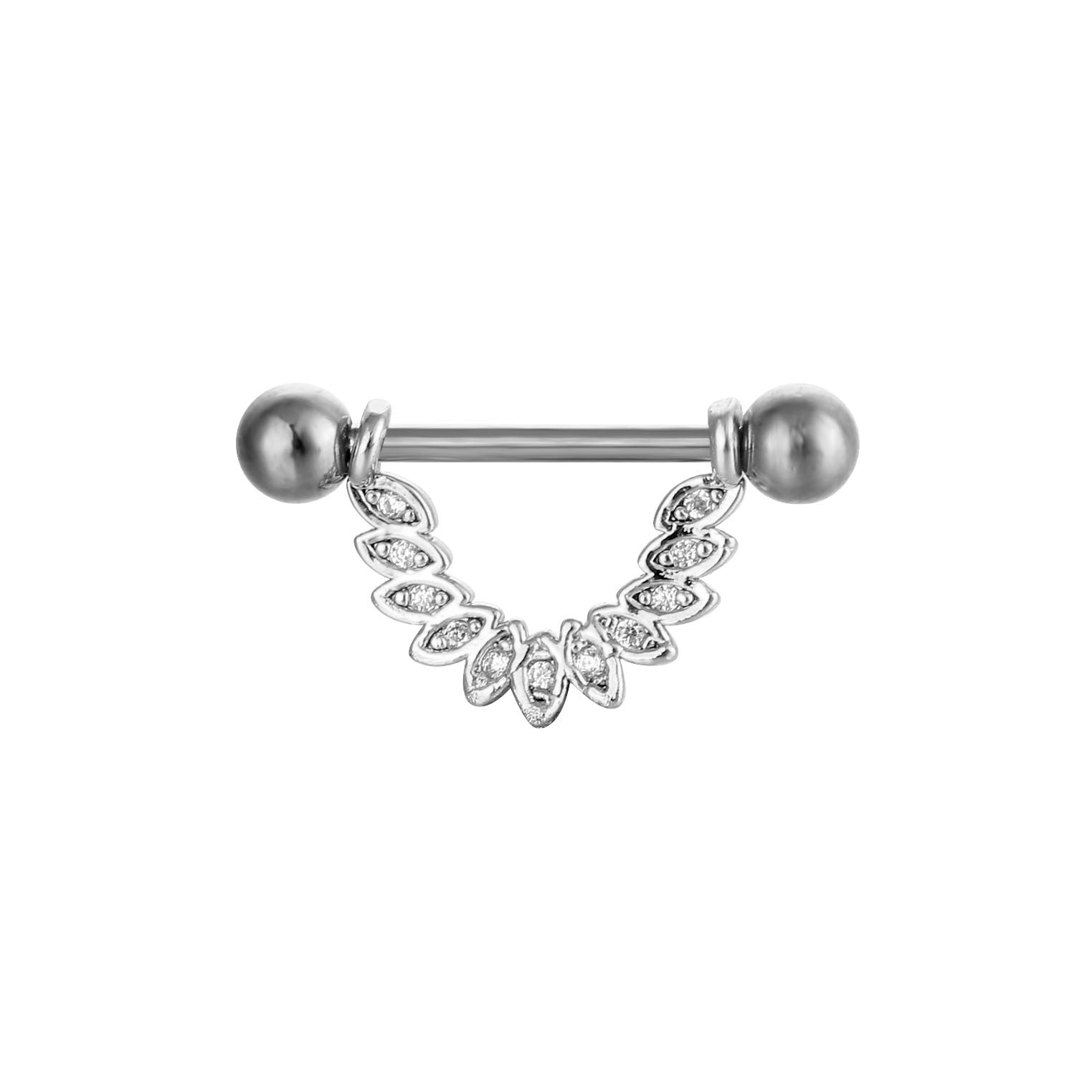 YYJFF 28 Pcs Nipple Rings 14Ga 16mm Surgical Stainless Steel Zircon Copper Piercing Jewelry Tongue Rings Straight Barbells Length Heart Shape