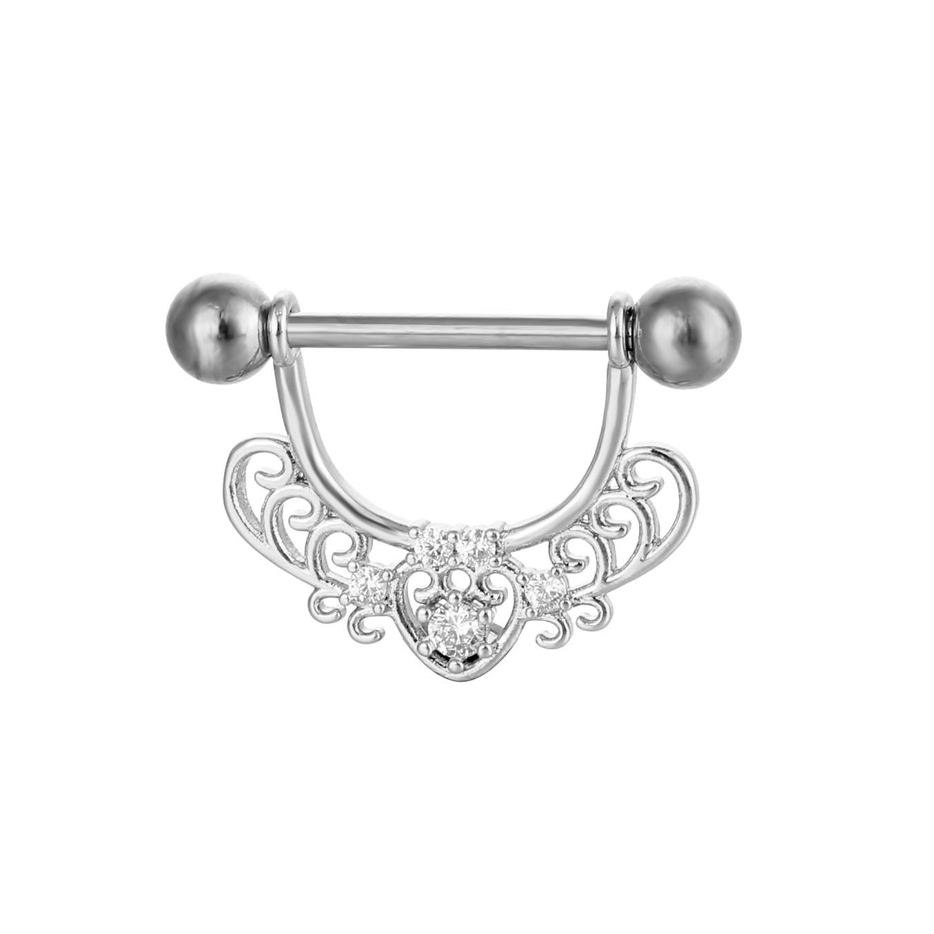 YYJFF 28 Pcs Nipple Rings 14Ga 16mm Surgical Stainless Steel Zircon Copper Piercing Jewelry Tongue Rings Straight Barbells Length Heart Shape