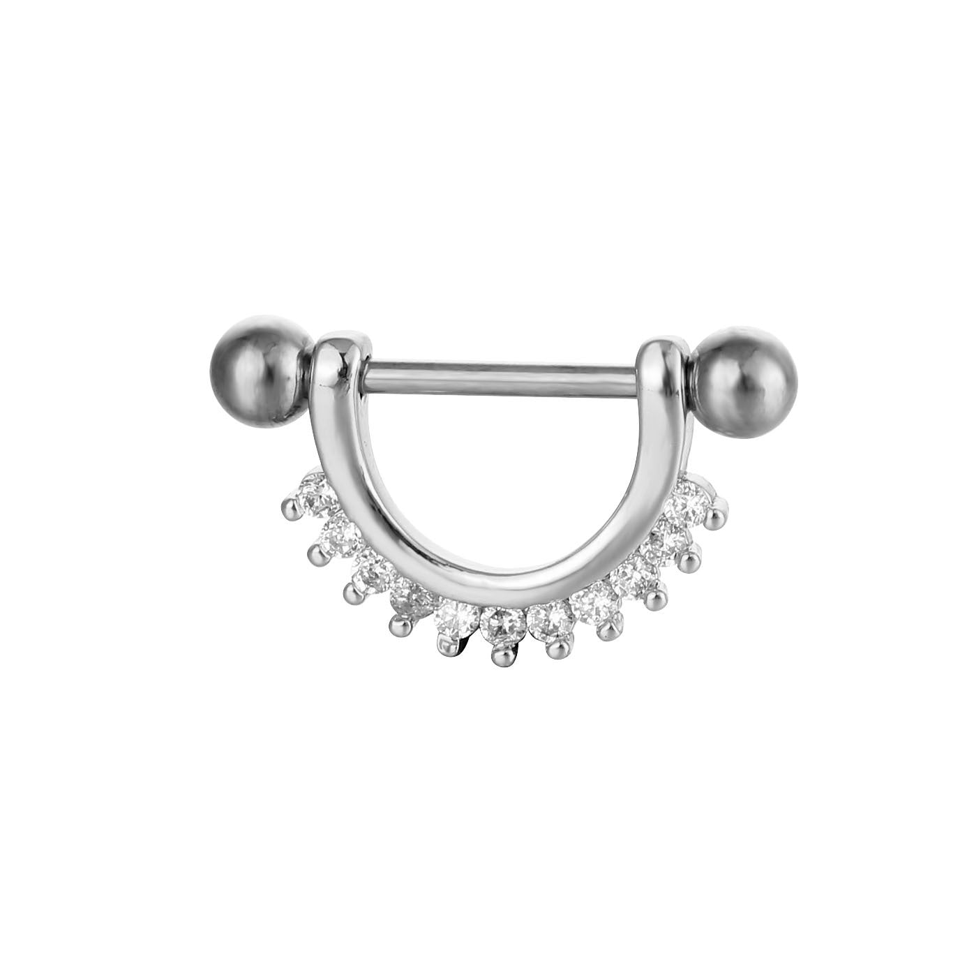 YYJFF 28 Pcs Nipple Rings 14Ga 16mm Surgical Stainless Steel Zircon Copper Piercing Jewelry Tongue Rings Straight Barbells Length Heart Shape