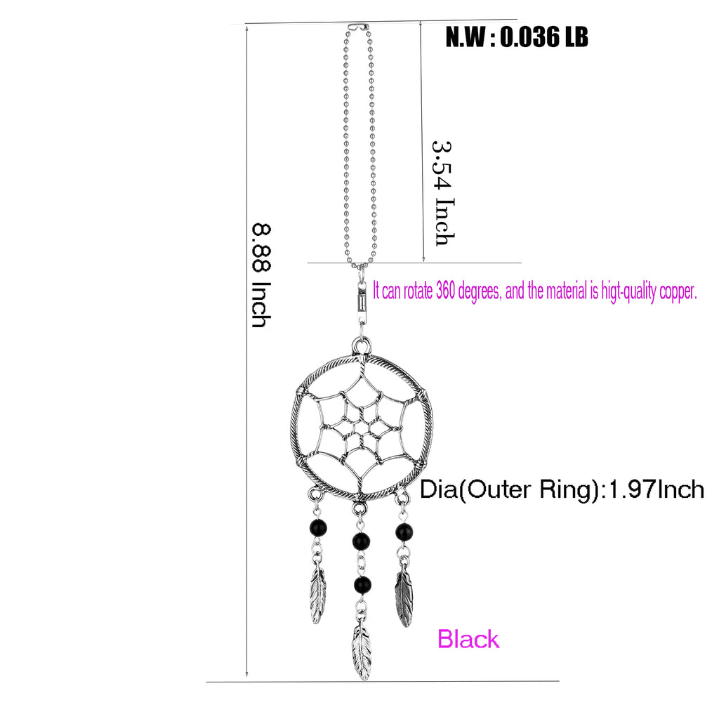 YYJFF Dream Catchers Car Charm Rotatable Handmade Pendant with Aqua. (Turquoise) Colors Beads