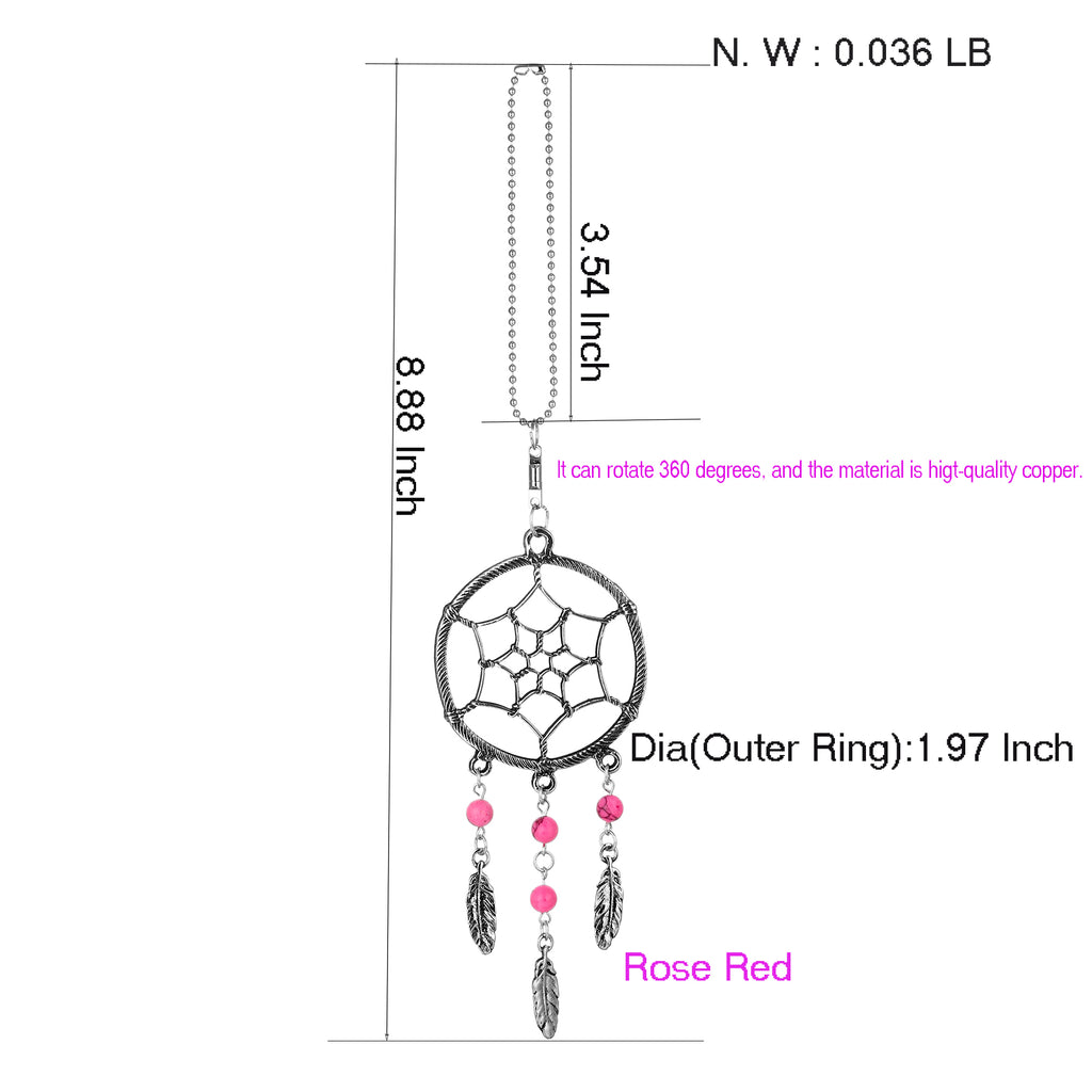 YYJFF Dream Catchers Car Charm Rotatable Handmade Pendant with Aqua. (Turquoise) Colors Beads