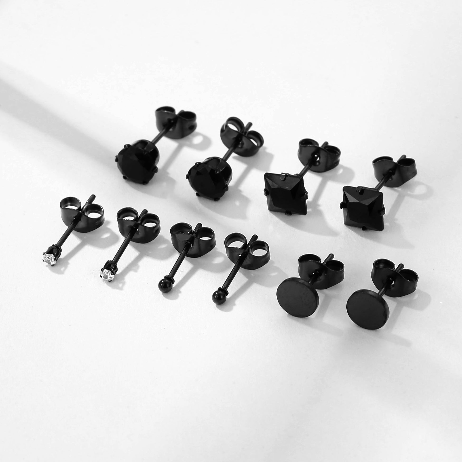 YYJFF 15 Pairs Black Earring For Men Cross Black for Men Women Earring Stud Stainless Steel